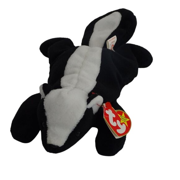 Vtg Ty Beanie Babies Stinky Skunk 1995 Stuffed Animal Plush Soft Toy Black 11" - Picture 1 of 9